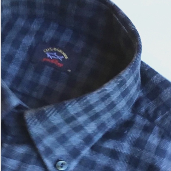 Paul & Shark 2 tone gray colour checkered cotton shirt Sz 40 made in Italy 🇮🇹 - Picture 4 of 11